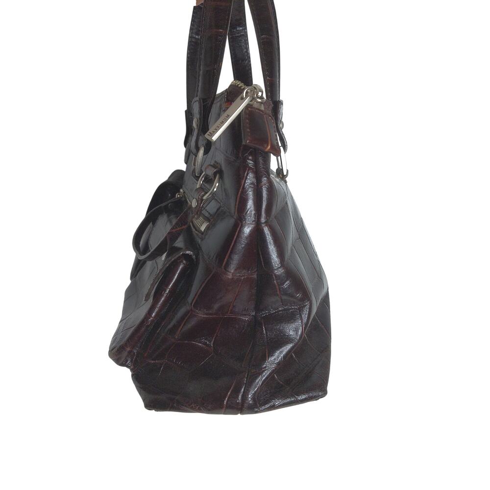 Vintage Maxximum Brown Croc Embossed Leather Shoulder Bag Y2K Cargo Tote Purse - Picture 11 of 13